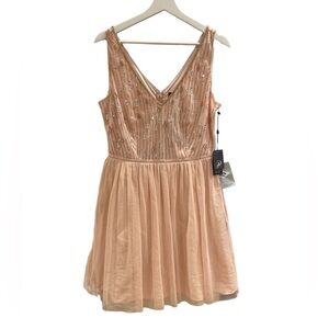Adrianna Papel Sleeveless Beaded Tulle Dress